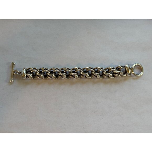 Size 7 Unbranded Sterling Silver Chain Mail & Jacks Bracelet w/ toggle Closure